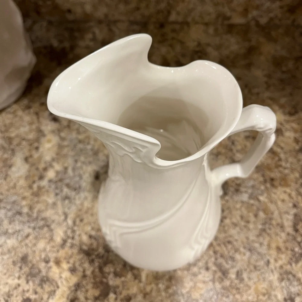 Vintage I. Godinger & Co. Embossed Ivory Porcelain Pitcher